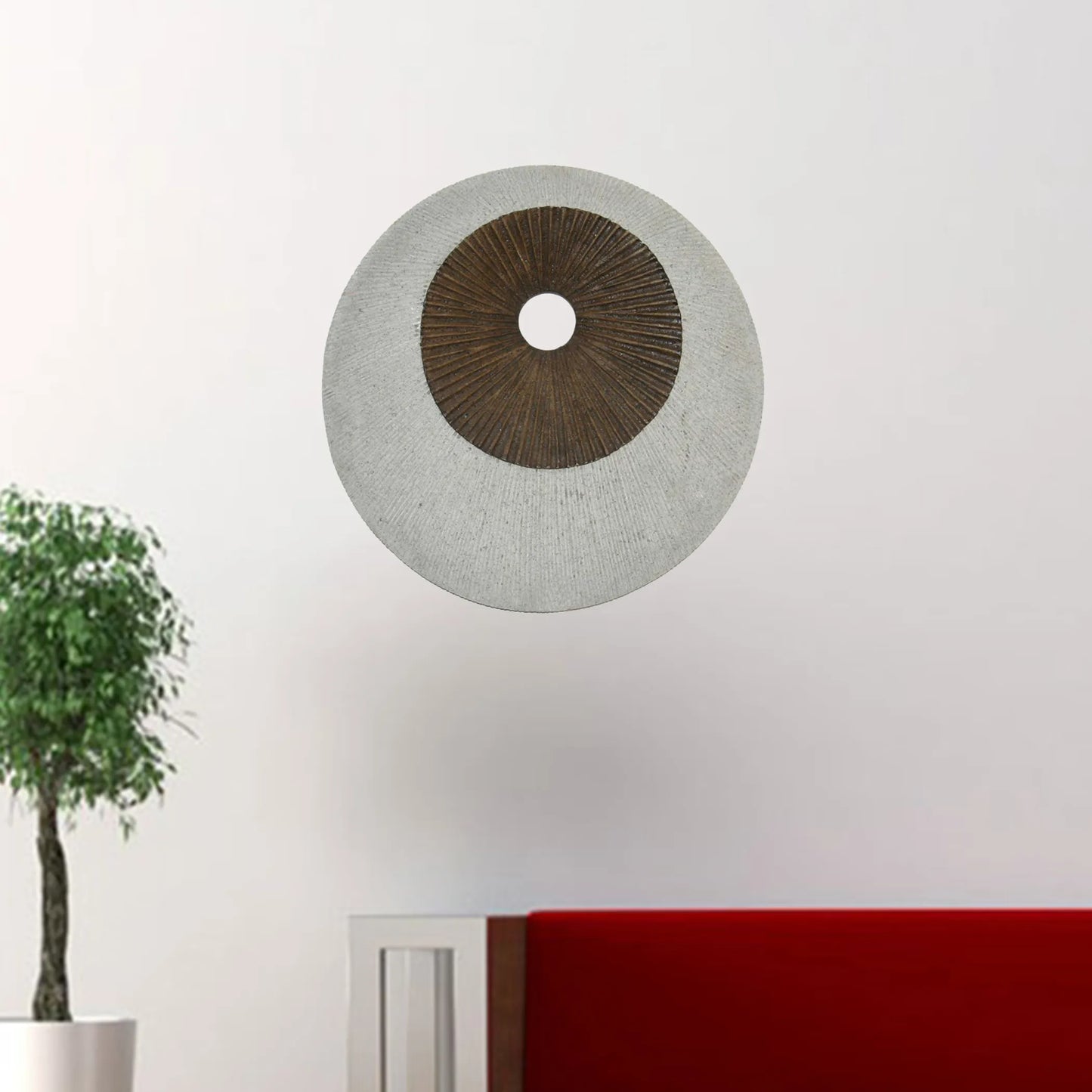 Lifteno 27" Round Double Layer Wall Decor – Ribbed Sandstone Circle, Modern Contemporary Wall Art