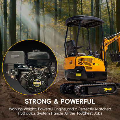 MMS MS13 1.3-Ton Mini Excavator – 13.5 HP Gas with Thumb Clip