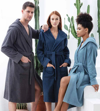 Lifteno Men’s Luxury Turkish Cotton Hooded Terry Bathrobe