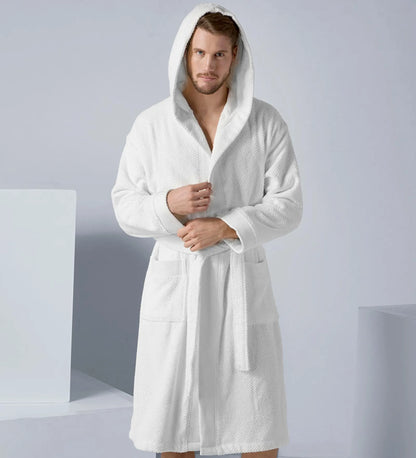 Lifteno Men’s Luxury Turkish Cotton Hooded Terry Bathrobe