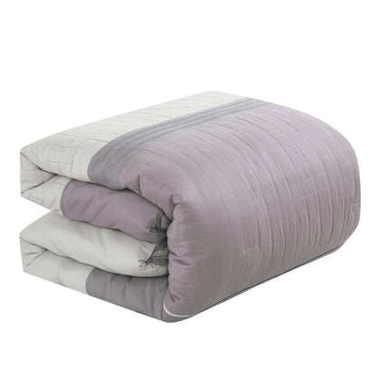 9 Piece Comforter Set Lavender Grey Modern Striped Bedding
