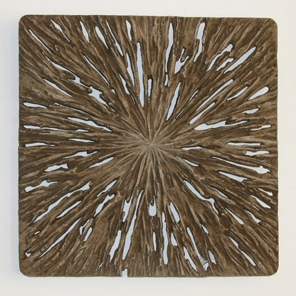 Lifteno 19" Square Wall Decor – Natural Brown Rustic Wood, Modern Minimalist Wall Art