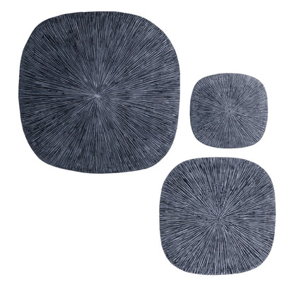Lifteno 29" Square Ribbed Wall Decor – Textured Gray Sandstone, Modern Contemporary Wall Art