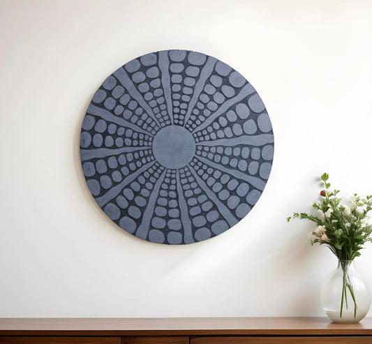 Lifteno 28" Round Wall Decor – Gray Sandstone Minimalist Wall Art, Modern Contemporary Home Decor