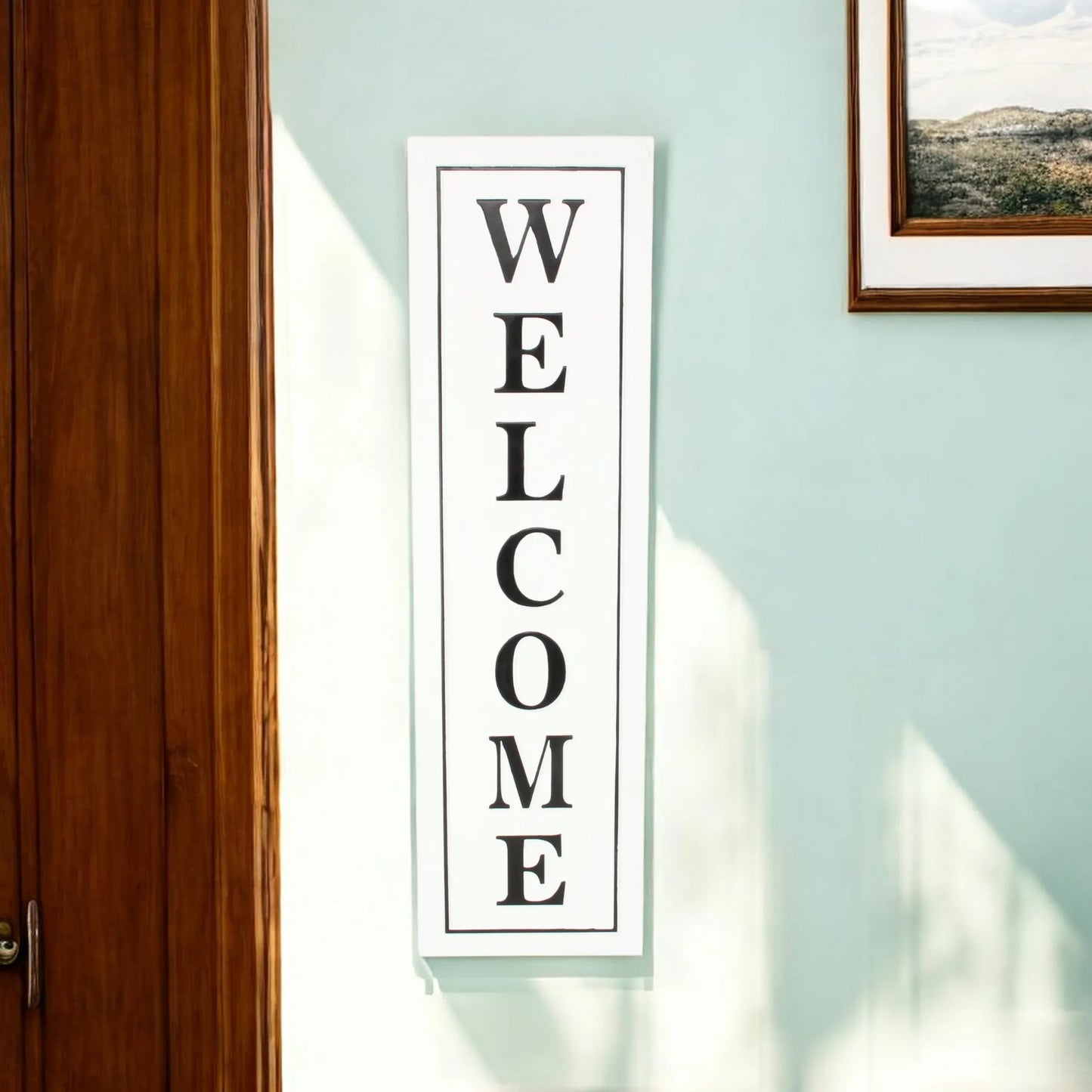 Lifteno 39" Welcome Metal Wall Decor – Modern Black and White Script Wall Art