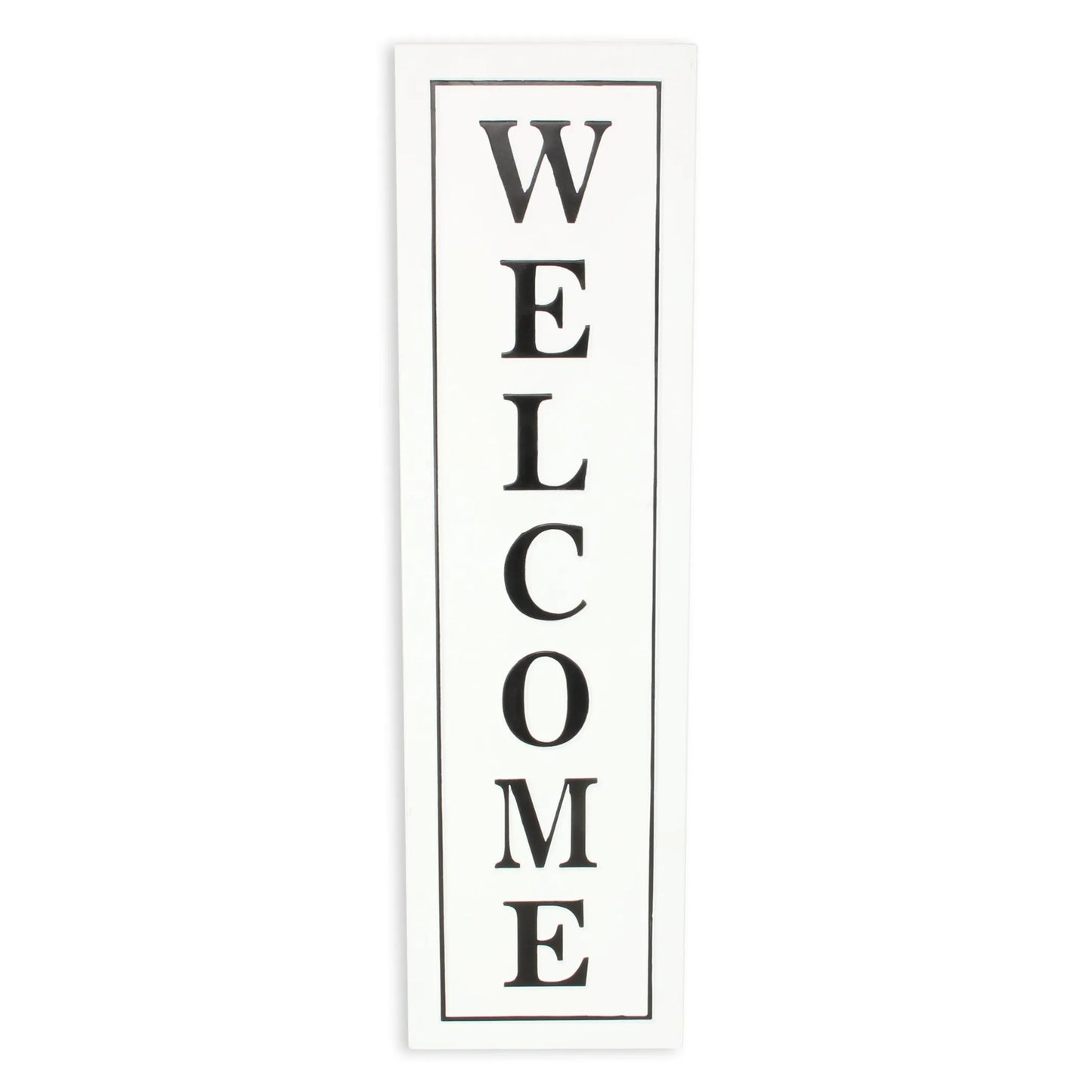 Lifteno 39" Welcome Metal Wall Decor – Modern Black and White Script Wall Art