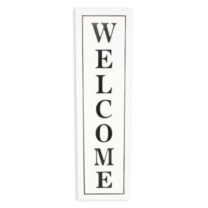 Lifteno 39" Welcome Metal Wall Decor – Modern Black and White Script Wall Art