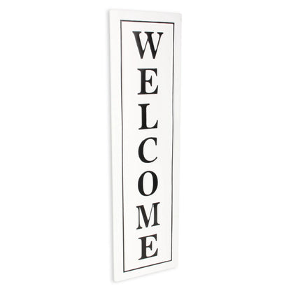 Lifteno 39" Welcome Metal Wall Decor – Modern Black and White Script Wall Art