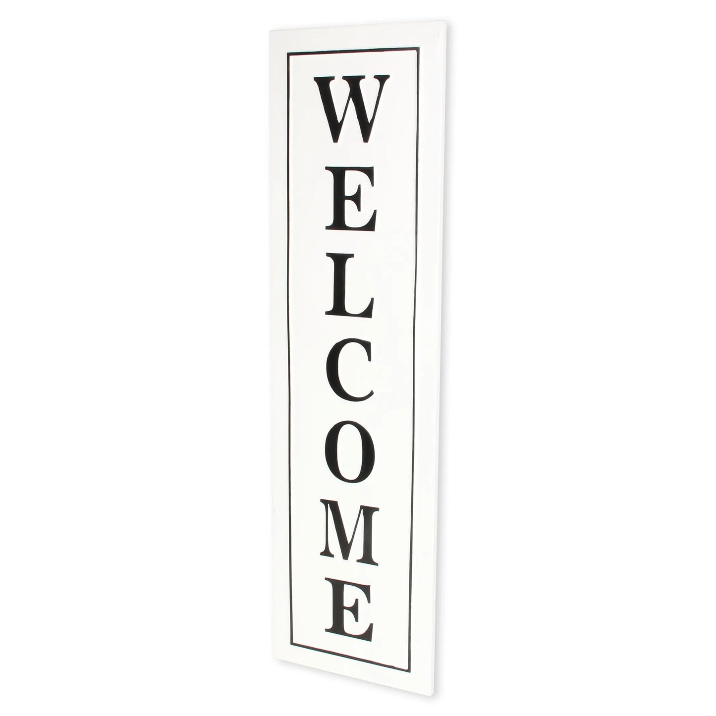 Lifteno 39" Welcome Metal Wall Decor – Modern Black and White Script Wall Art