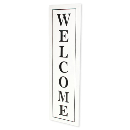 Lifteno 39" Welcome Metal Wall Decor – Modern Black and White Script Wall Art