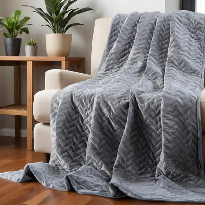 Lifteno 48" x 72" Gray Quilted Microfiber Twin Weighted Duvet Throw