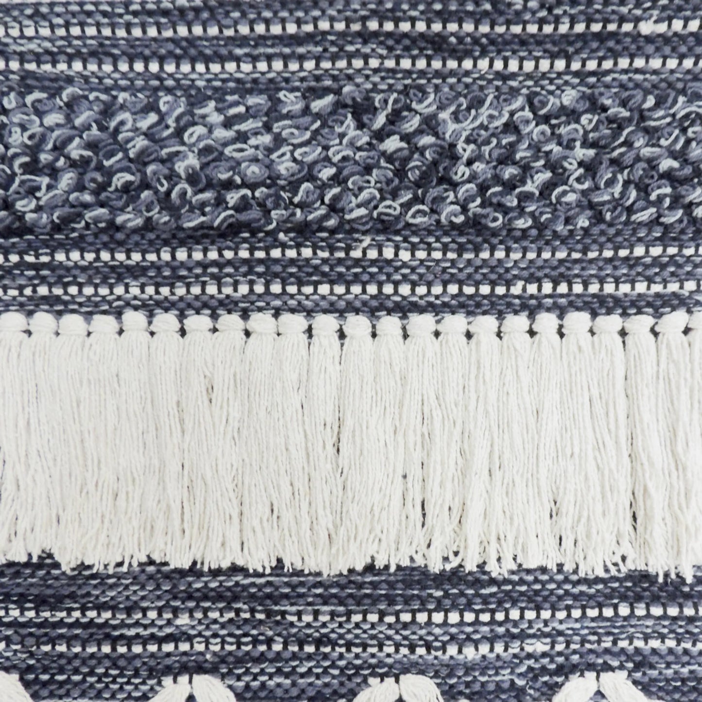 Lifteno 26" x 51" Geometric Macrame Wall Hanging – Denim Blue & White Cotton Tapestry