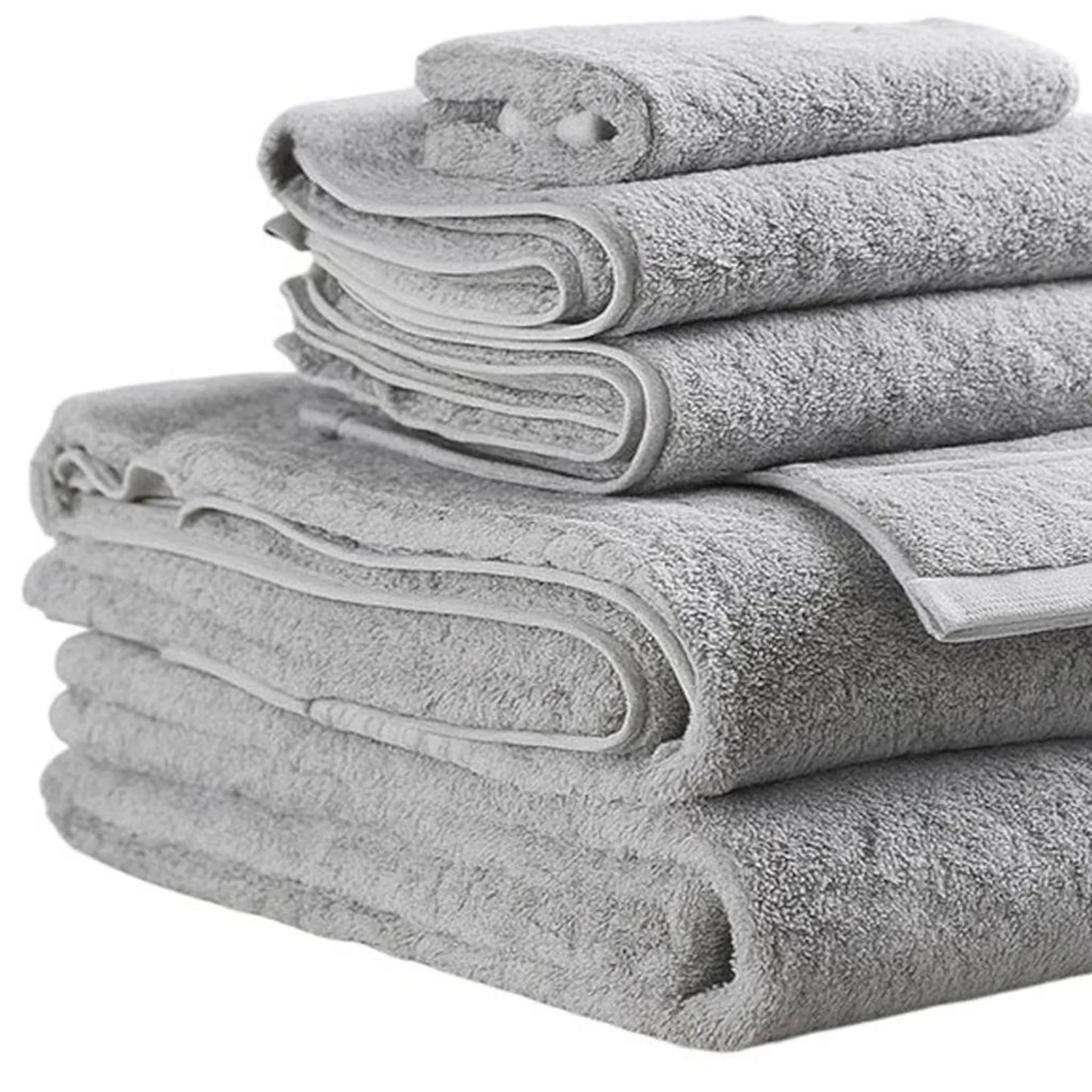 Lifteno 6-Piece Light Gray Quick-Dry Terry Cloth Towel Set