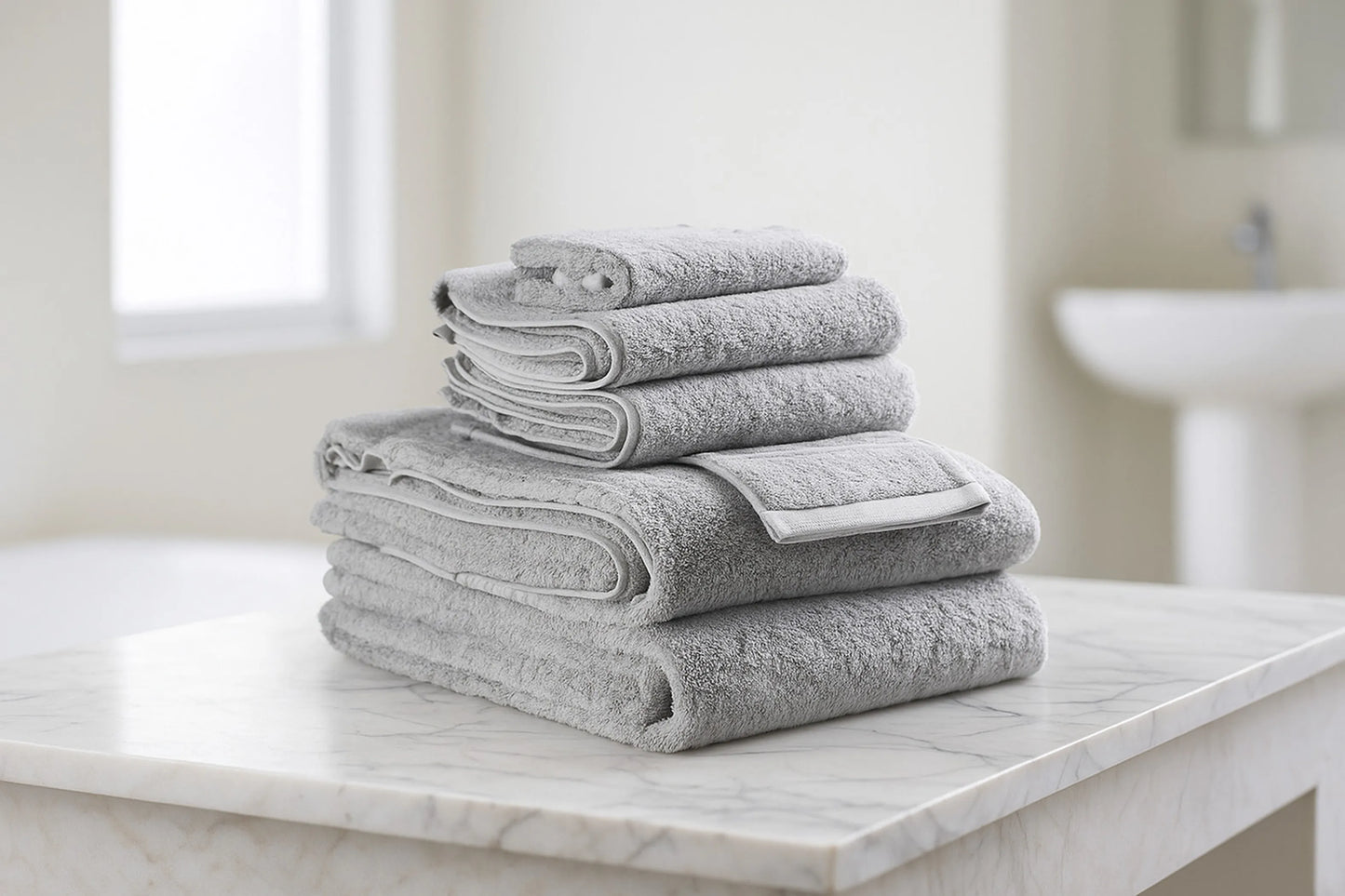 Lifteno 6-Piece Light Gray Quick-Dry Terry Cloth Towel Set