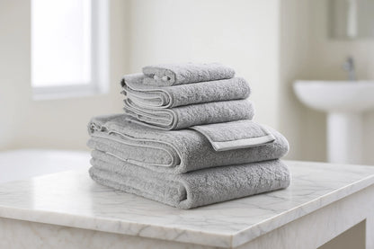 Lifteno 6-Piece Light Gray Quick-Dry Terry Cloth Towel Set
