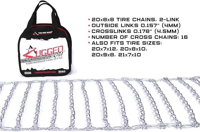 Universal 2-Link Tire Chains – Fits 20–23" Tires (Pair)
