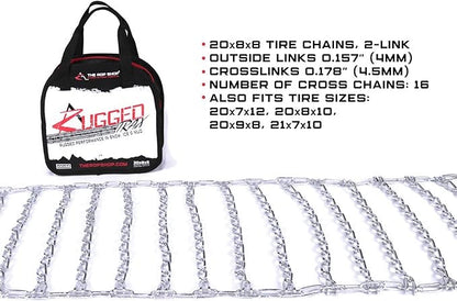 Universal 2-Link Tire Chains – Fits 20–23" Tires (Pair)