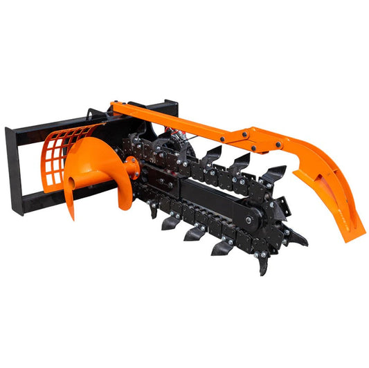 37-inch hydraulic trencher skid steer attachment with universal mount for Bobcat