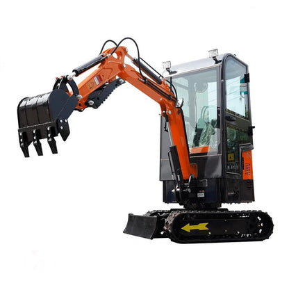 MMS 1-ton mini excavator crawler digger with closed cab and 13.5 HP gas engine
