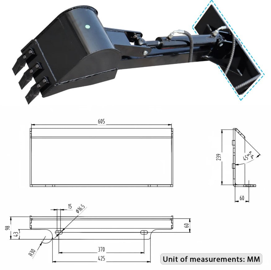 MMS 12" Fronthoe Digger Attachment – Mini Skid Steer