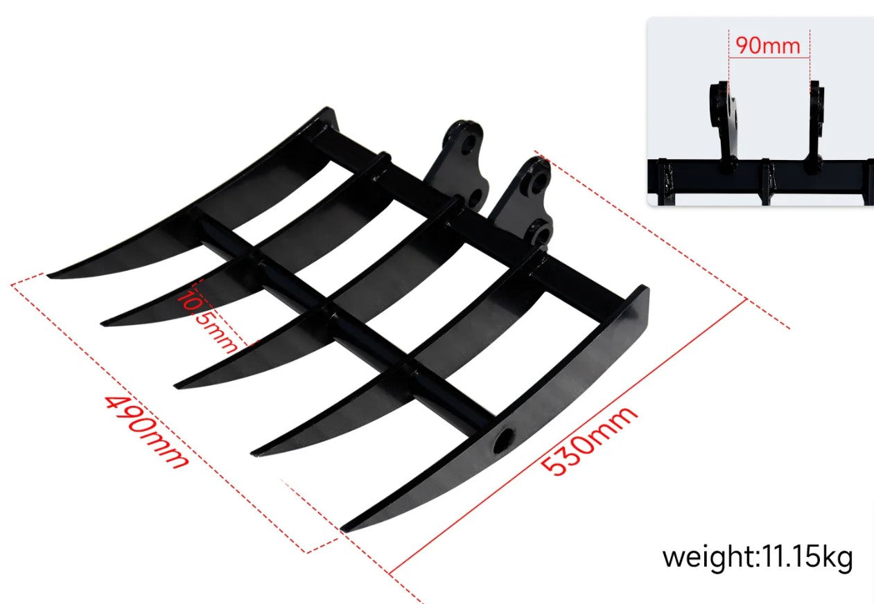 8-Piece Mini Excavator Attachment Set – Buckets, Ripper & Auger
