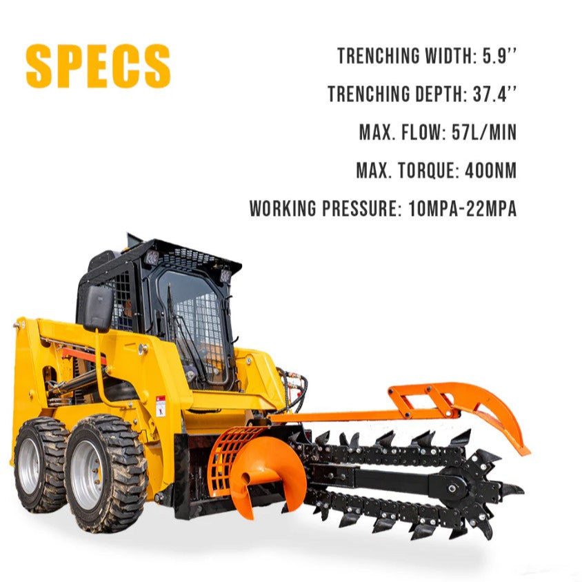 MMS 37" Hydraulic Trencher Attachment – Universal Skid Steer Mount