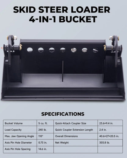 Creworks 41" 4-in-1 Combo Bucket – Mini Skid Steer Attachment