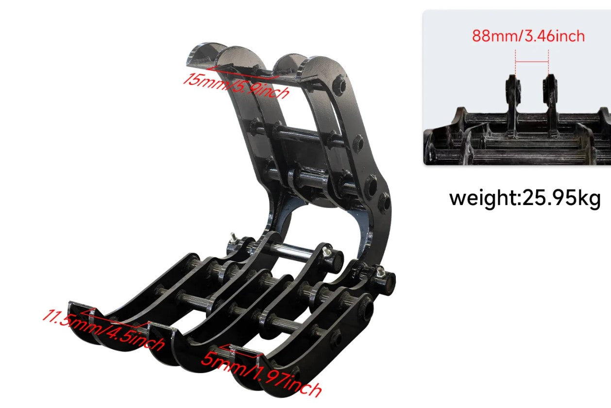 8-Piece Mini Excavator Attachment Set – Buckets, Ripper & Auger